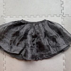 Textured Black Tulle Overlay Mini Skirt